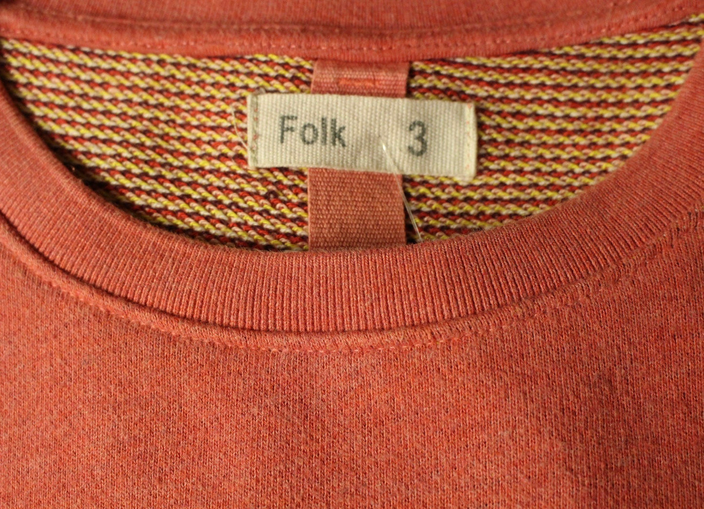 Folk mens classic square bottom sweatshirt. Minimal pink plain crew neck pullover. Round neck jumper. Vintage. Clearance - rrp 120 sterling