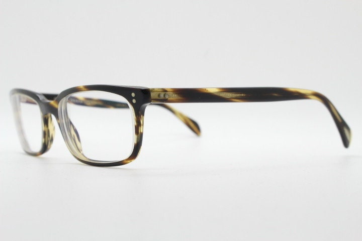 Oliver peoples rectangular eye glasses hand made in Italy. Honey tortoise acetate optical frame. Prescription eyeglasses. RX Spectacles