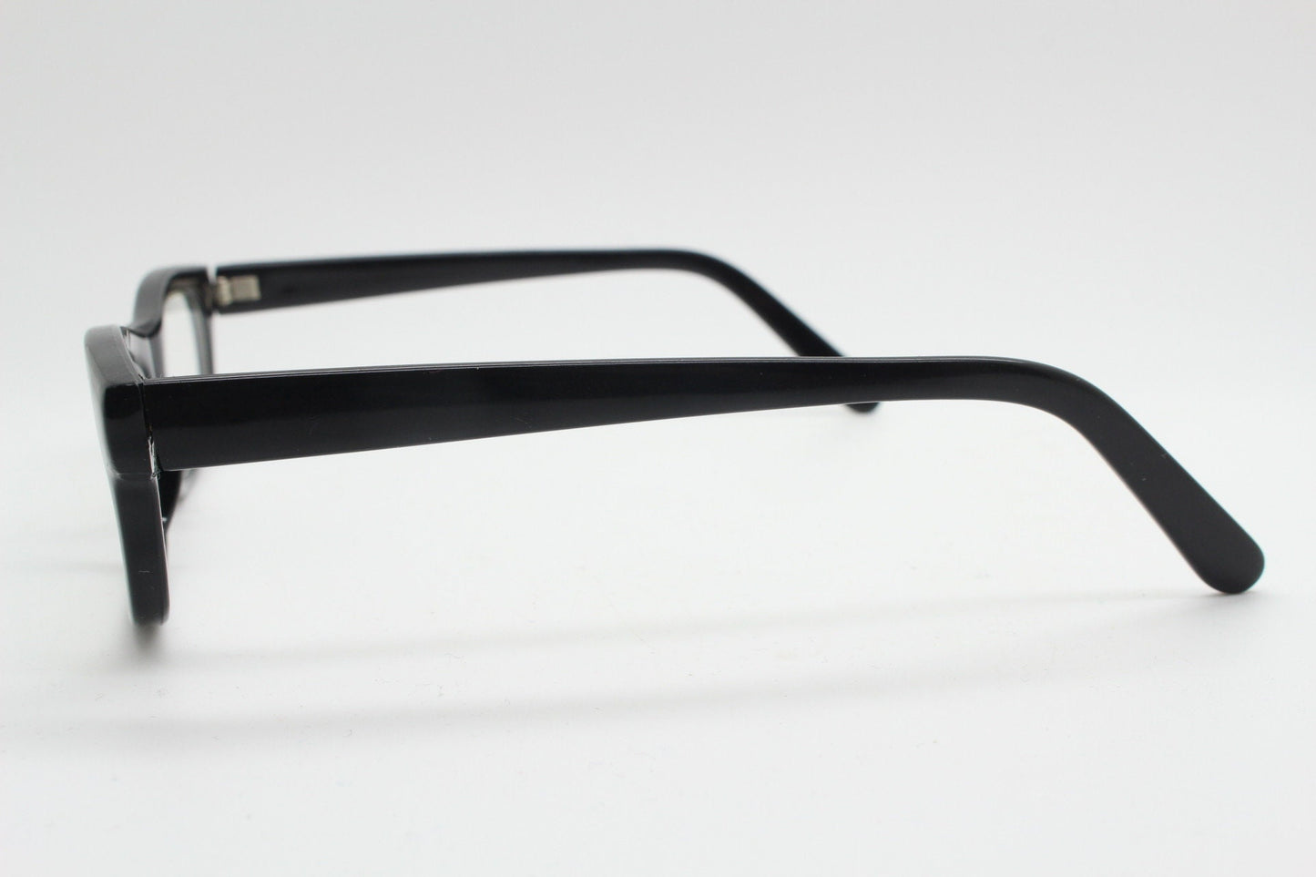 90s vintage black low profile glasses. 60s design rectangular gloss acetate optical frames. Prescription eyeglasses. RX Spectacles. BNWT NOS