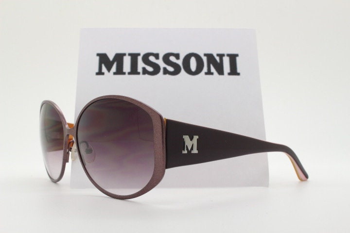 Missoni Y2K big round vintage sunglasses. Deep purple acetate frame with metallic satin finish front with graduating lenses. Womens NOS