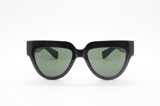 Vintage Y2K pointed cat eye sunglasses. Womens solid black 60s style flat brow cateye frame. Rockabilly. NOS catseye