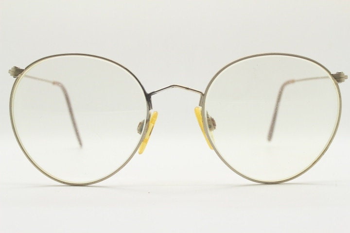 90s vintage round panto metal eye glasses. Accurate 30s reproduction optical frames in satin finish. Prescription eyeglasses. RX spectacles