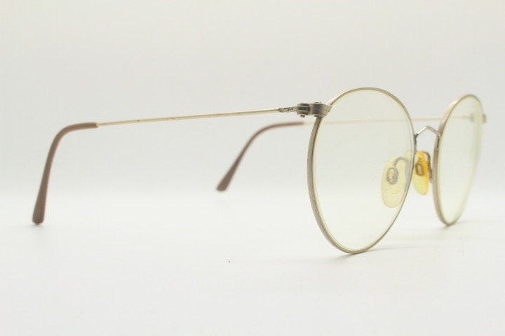 90s vintage round panto metal eye glasses. Accurate 30s reproduction optical frames in satin finish. Prescription eyeglasses. RX spectacles