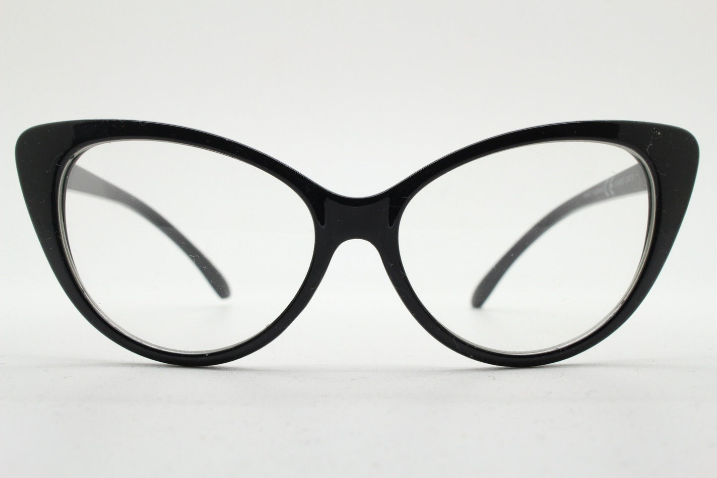 Pointed cat eye glasses. Black vintage clear lens optical frames. Y2K womens prescription eyeglasses. 50s style rockabilly pin up spectacles