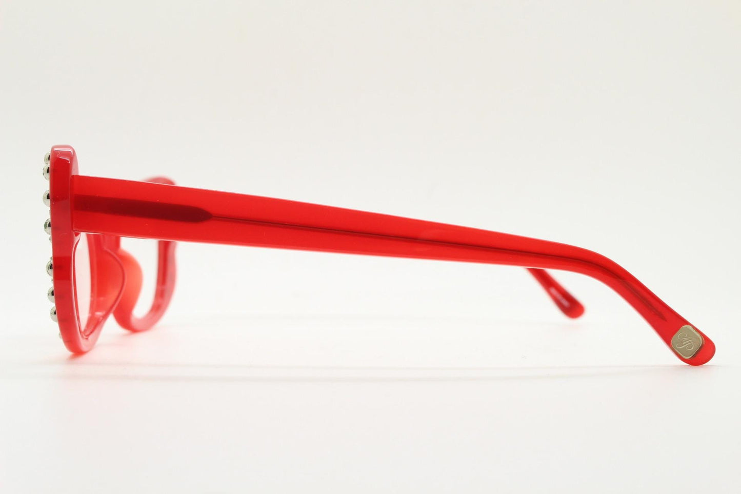 Agent Provocateur cat eye glasses made in Japan  Linda Farrow. Studded red optical frame. Luxe Gallery Projects. Vintage. NOS Full Set