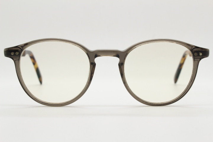 Yellows plus round eye glasses made in Japan. Tortoise 30s design acetate optical frame. Prescription eyeglasses. RX vintage