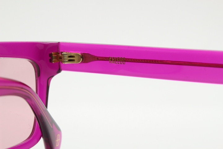 Kaleos rectangular flat top sunglasses. Shocking pink acetate chunky frame with same colour lenses. BNWOT