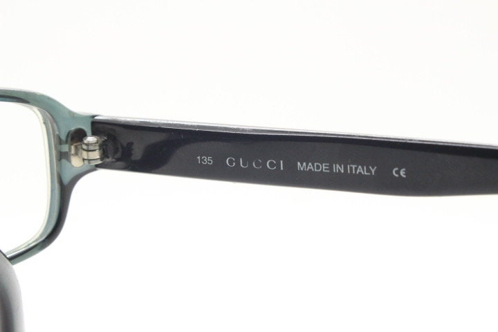 Gucci rectangular eye glasses made in Italy. Unisex dark grey acetate low profile optical frames. Prescription eyeglasses. RX spectacles