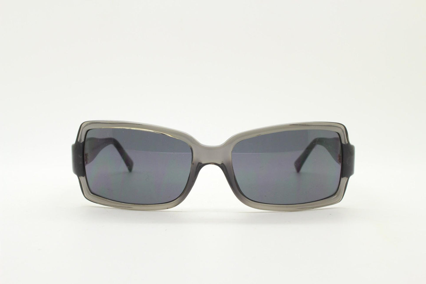 Y2k vintage wrap around curved rectangular sunglasses from Italy. Dark grey acetate frame with matching lenses. 2000's NOS