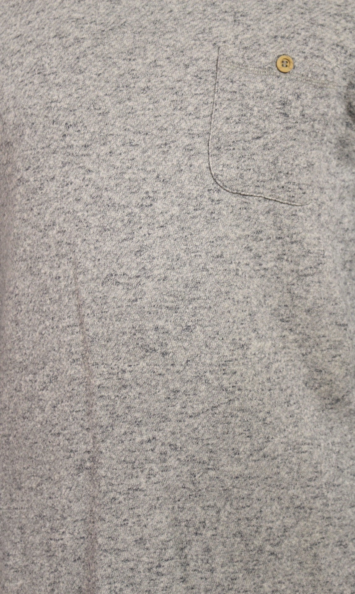 Shore Leave grey fleck long sweatshirt. Crew neck pullover with outside chest pocket. Pure cotton round neck mens jumper