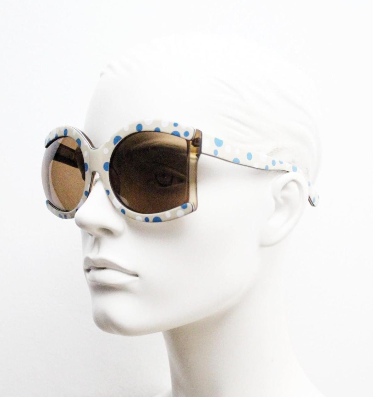 Eley Kishimoto oversized sunglasses by Linda Farrow. Outrageous polka dot layered acetate design. Luxe Gallery Projects. Vintage. NOS