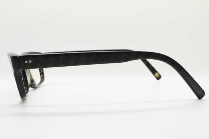 Etnia Barcelona rectangular eye glasses model Brighton. Dark check granite grey thick acetate optical frame. Prescription vintage RX