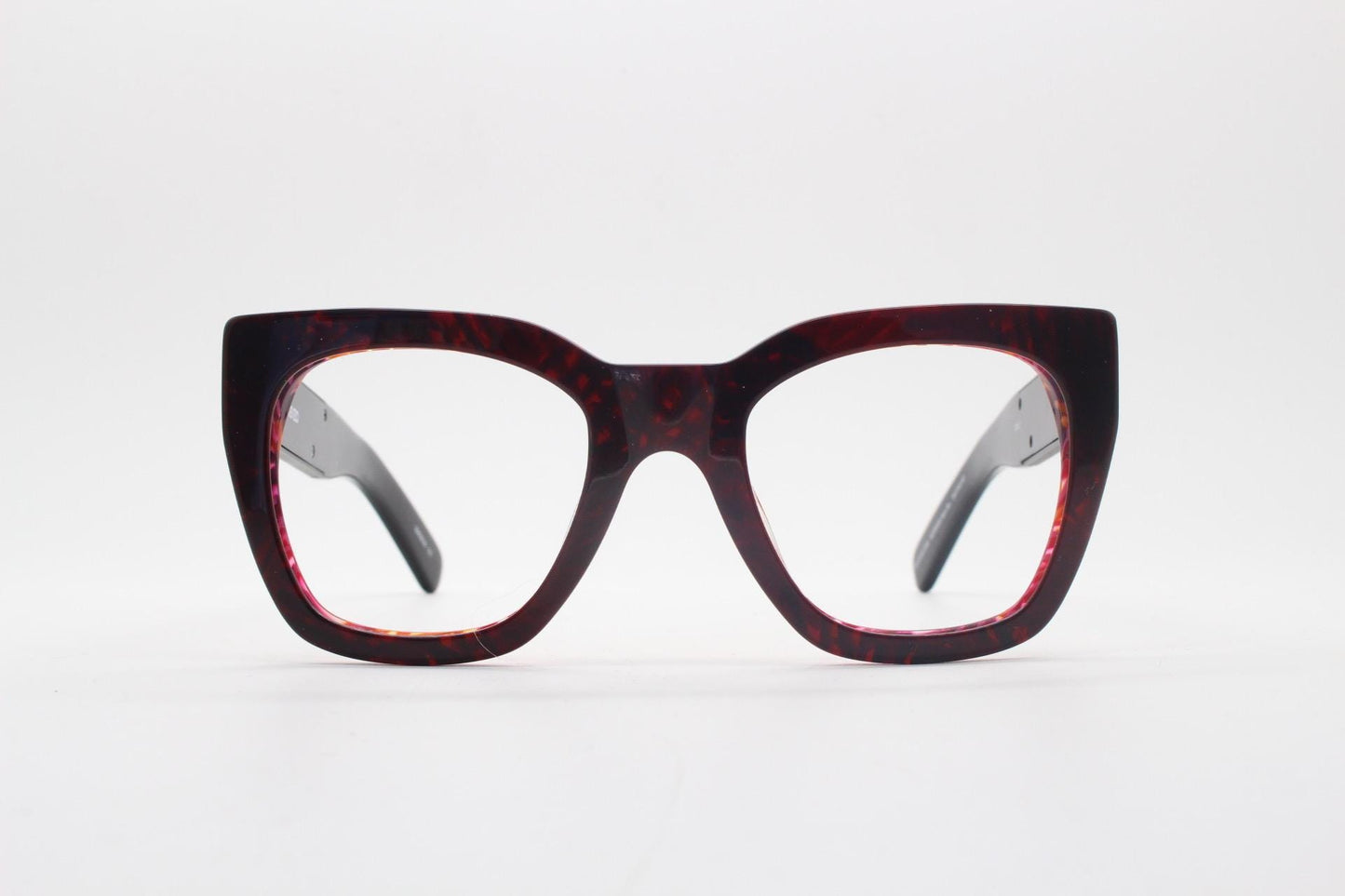 Kenzo vintage oversized chunky cat eye glasses. Big logo thick optical frame with dynamic red marble highlights. Womens RX. BNWT