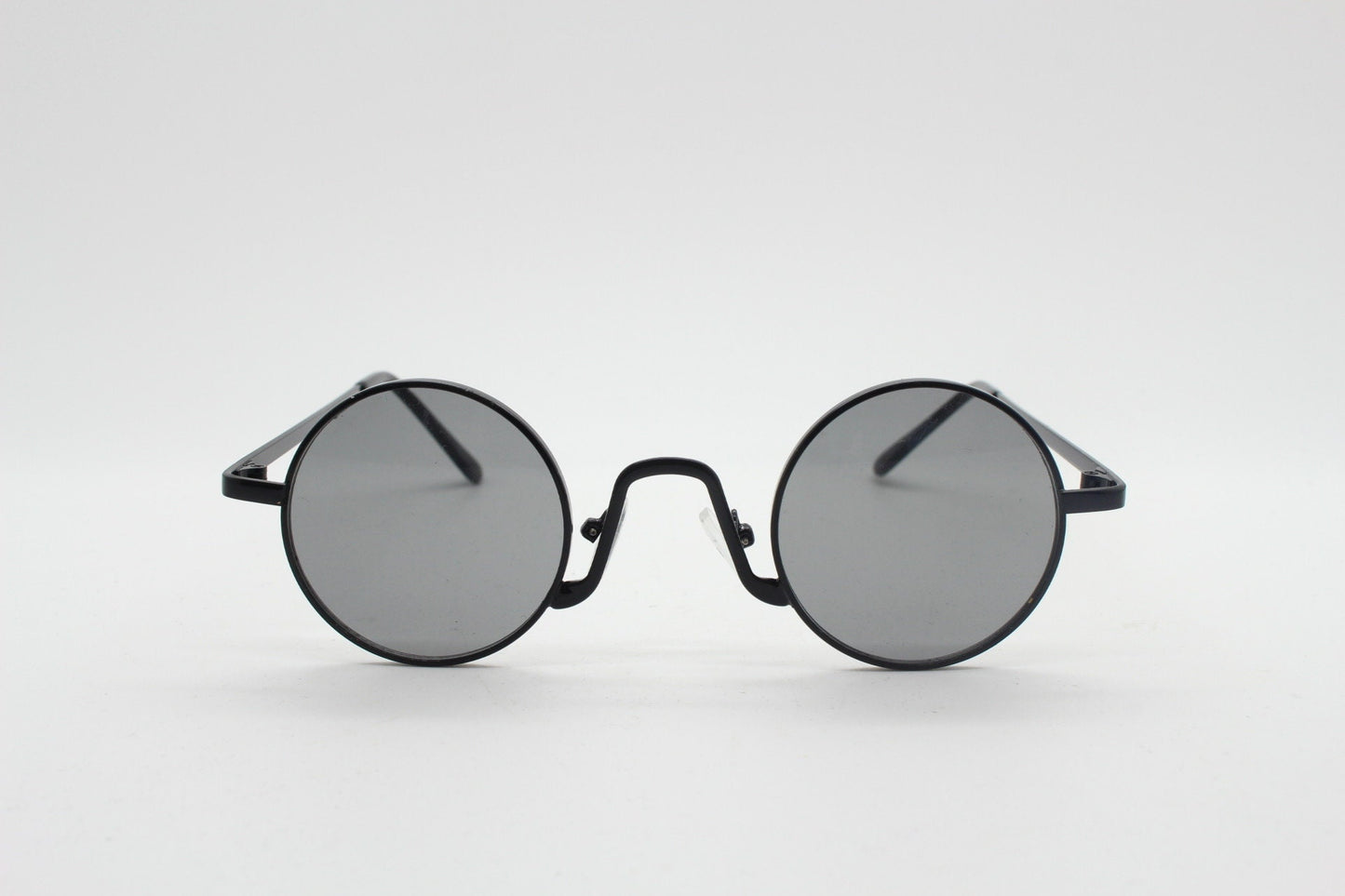 90s vintage small oval sunglasses. Imposing minimal black victorian style frame with dark grey lenses. Steampunk. Unused BNWT