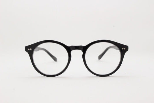 90s vintage small round glasses. 30s, 20s style black optical frames. Prescription eyeglasses with clear lens. RX spectacles
