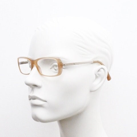 Giorgio Armani eye glasses model 7011 made in Italy. Transparent beige acetate and gold arm optical frames. Prescription eyeglasses. RX