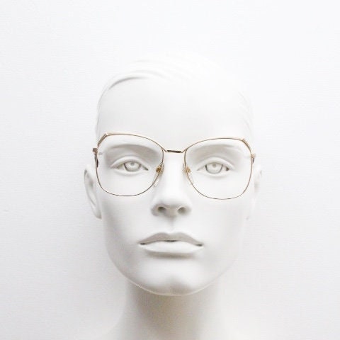 Silhouette 70s vintage eye glasses made in Austria. Womens sophisticated oversized angular gold optical frame. Prescription eyeglasses. Rx