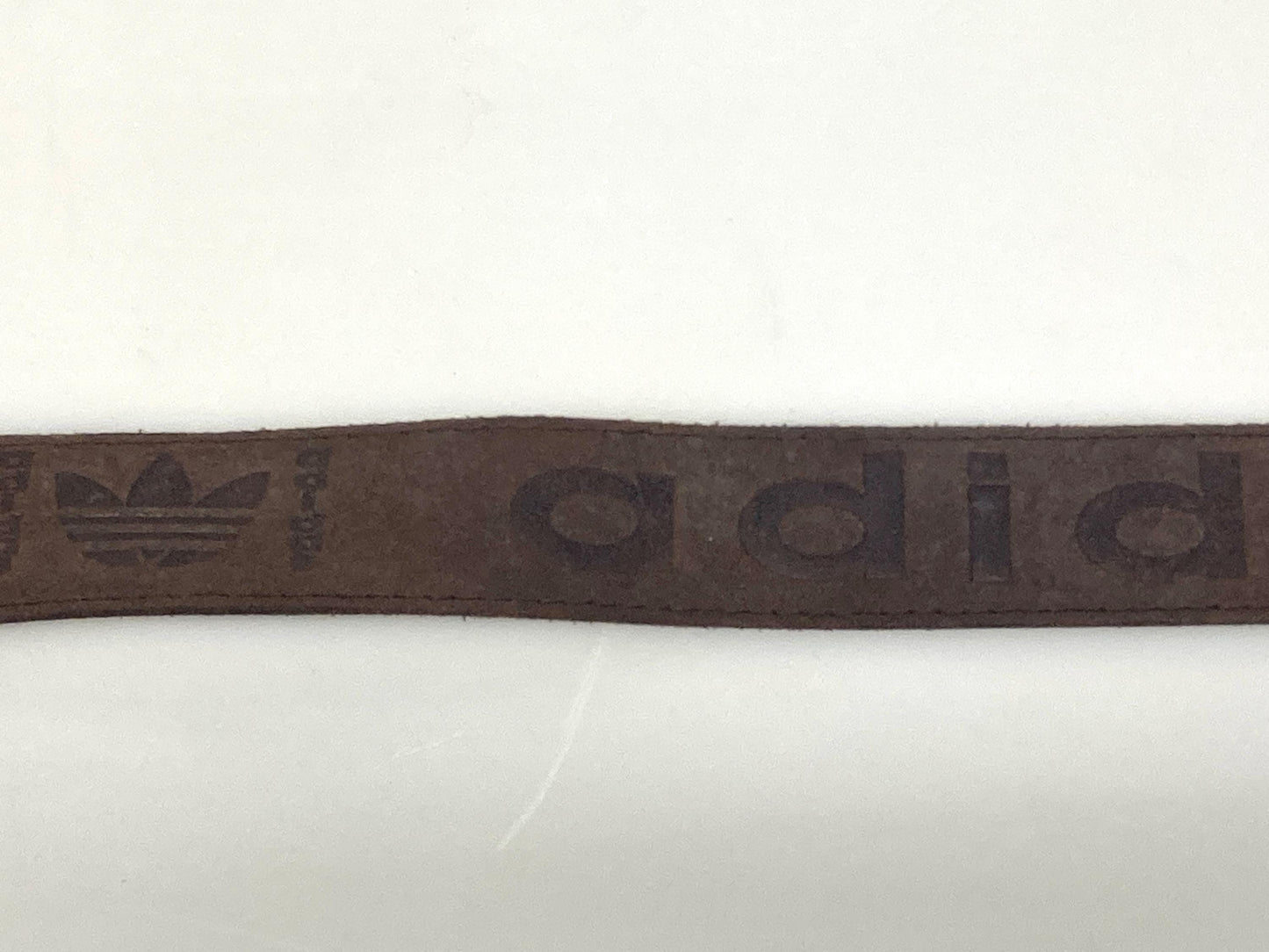 Adidas 90s vintage thick brown genuine leather belt for jeans with solid buckle. Suede finish with cool stamped logo's. High grade cowhide