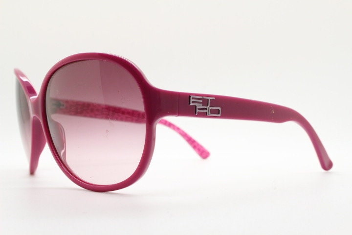 Etro Y2K vintage oversized sunglasses made in Italy. Womens big deep pink acetate frame with sensational mulberry lenses.  2000s