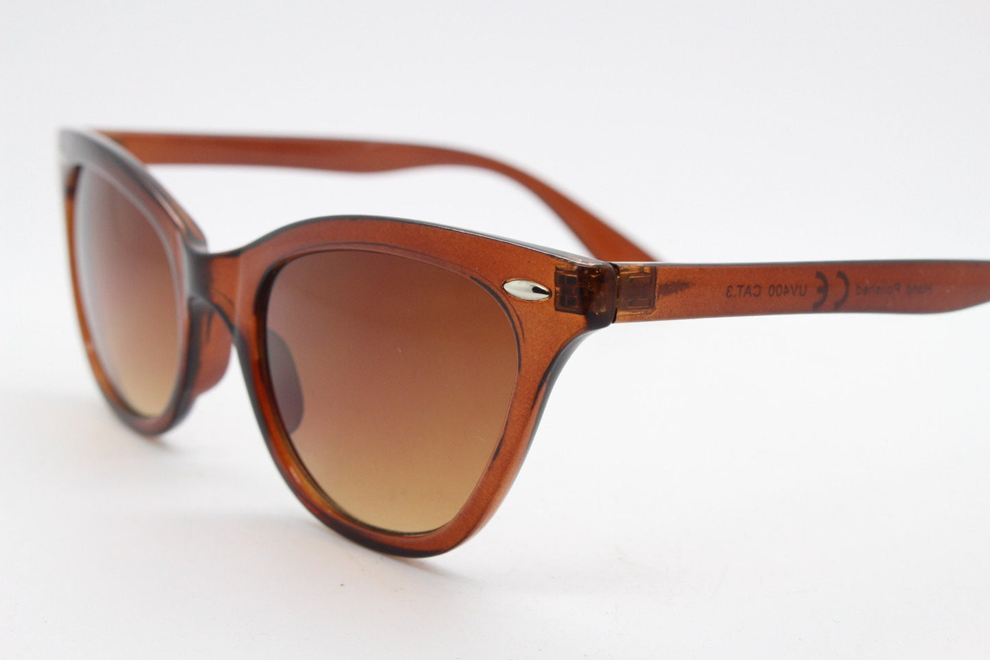 Vintage 90s pointed cat eye sunglasses. Womens slim brown cateye frame. 50s style rockabilly pin up cats eye. NOS