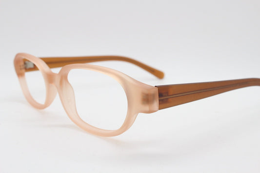 90s vintage 2 tone glasses. Frosted peach cat eye optical frame with brown arms. Prescription eyeglasses. RX cat eye Spectacles. Unused NOS