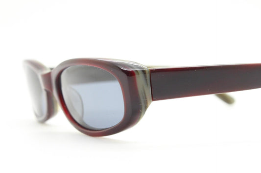 90s vintage rectangular sunglasses. Minimal low profile dark brown layered acetate frame with grey lenses. BNWT Unused NOS