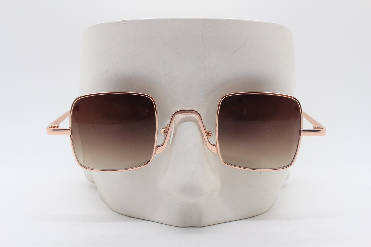 90s vintage small square sunglasses. Imposing minimal gold metal victorian style frame with brown lenses. Steampunk. Unused BNWT