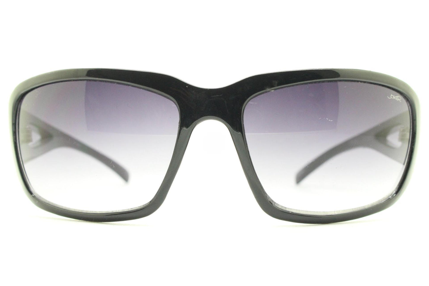 Y2k vintage wrap around bug eye sunglasses. Substantial curved black shield frame with arm holes. Modified 60s biker design. 2000's NOS