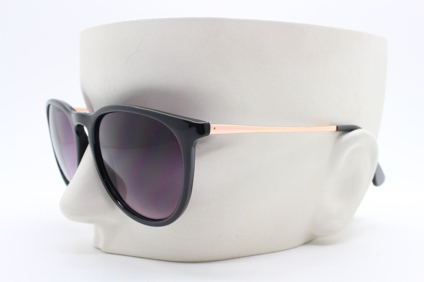 90s vintage slim glasses. Black gloss frame with gold arms. BNWT. NOS