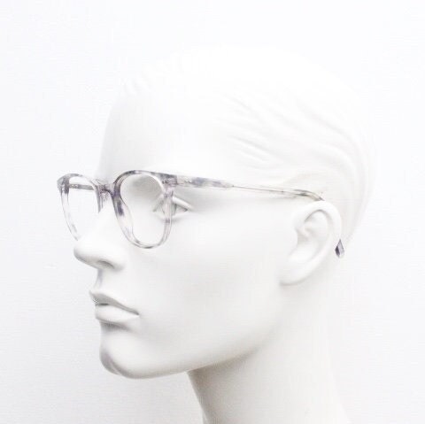 Ace and Tate modified wayfarer design eye glasses hand made in Italy. Crystal acetate optical frame with cloudy gery tones. Prescription RX