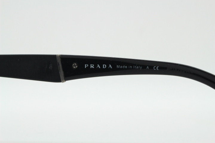 Prada eye glasses model VPR 14P made in Italy. Black acetate matt and gloss finish optical frames. Prescription eyeglasses. RX spectacles