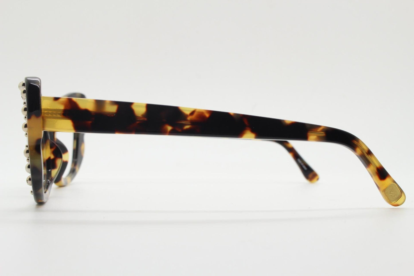 Agent Provocateur cat eye glasses made in Japan by Linda Farrow. Studded tortoise optical frame. Luxe Gallery Projects. Vintage NOS Full Set