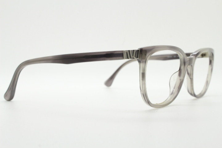 Calvin Klein rectangular eye glasses. Unisex transparent grey gloss acetate optical frames. Prescription eyeglasses. RX spectacles