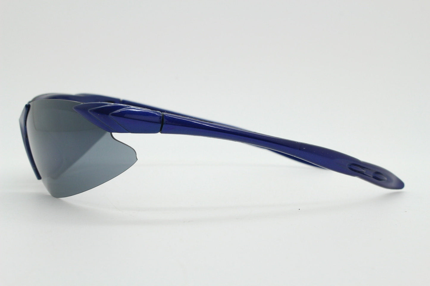 2000s vintage visor sunglasses. Blue half frame wrap around sports shield with pointed lenses. Mini mask. Cycling. Y2K. NOS