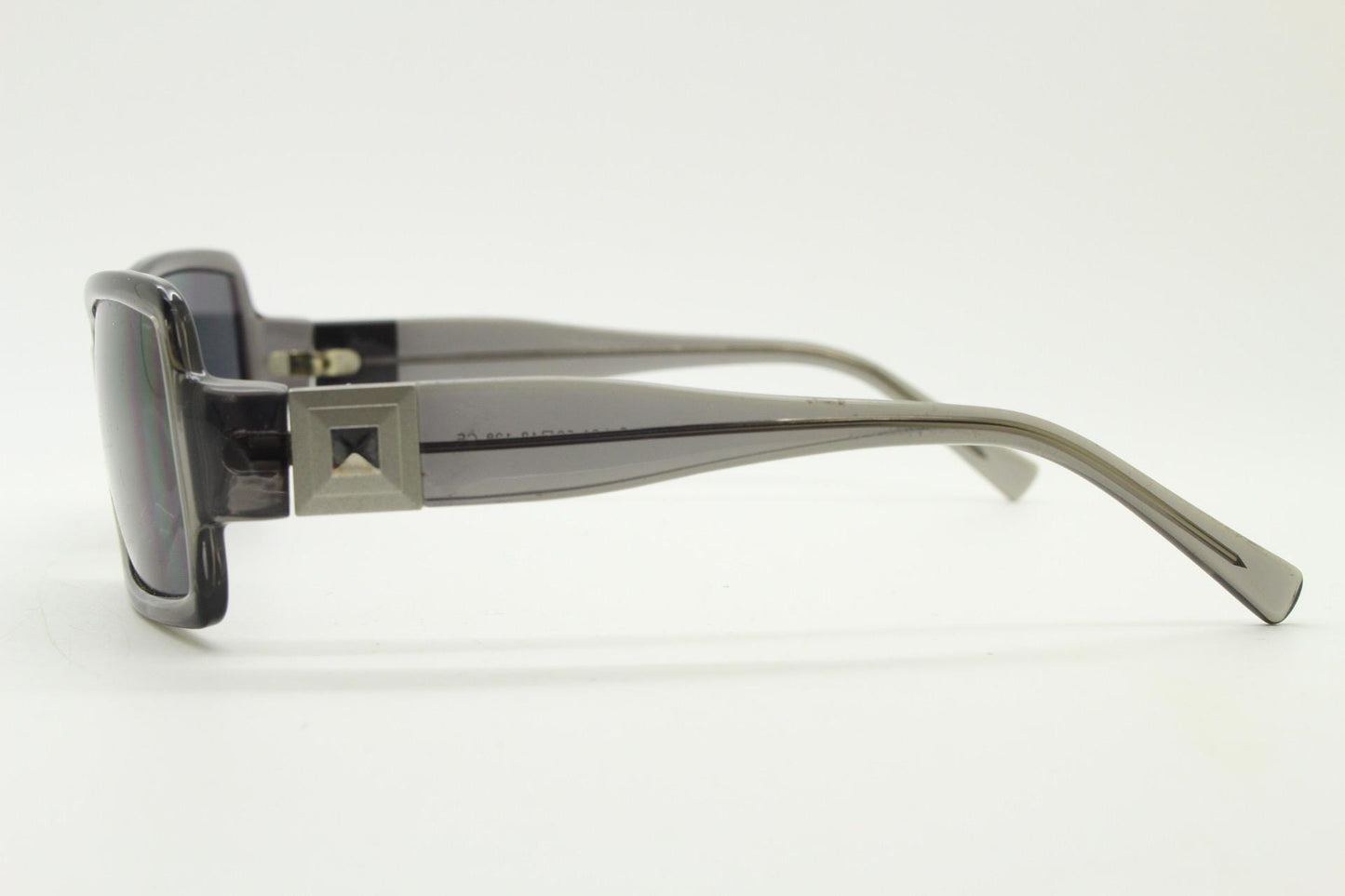 Y2k vintage wrap around curved rectangular sunglasses from Italy. Dark grey acetate frame with matching lenses. 2000's NOS