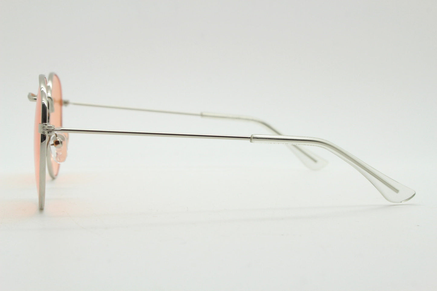 90s vintage round metal sunglasses, 60s style silver frame with blazing orange lenses. Unused. BNWT. Panto