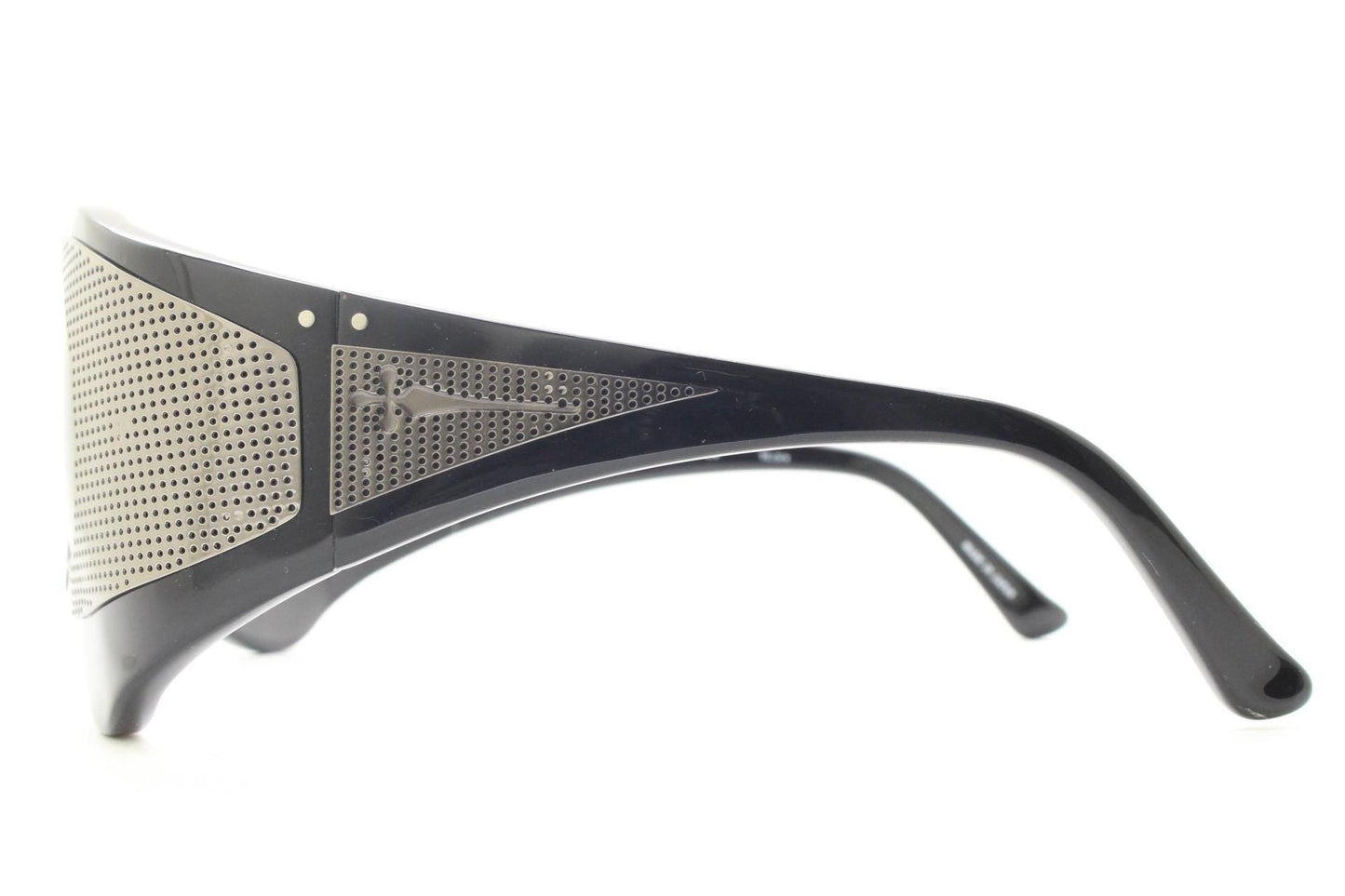 Todd Lynn goggle sunglasses made in Japan by Linda Farrow. Powerfully dramatic collectors design in black. Gallery Projects. Vintage. NOS