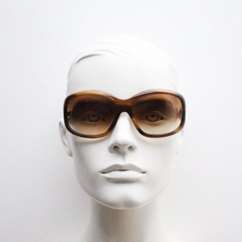 Oliver Peoples vintage Y2K wrap around sunglasses model Vanadis made in Japan. Big bug eye with tall arms in mottled brown acetate frame