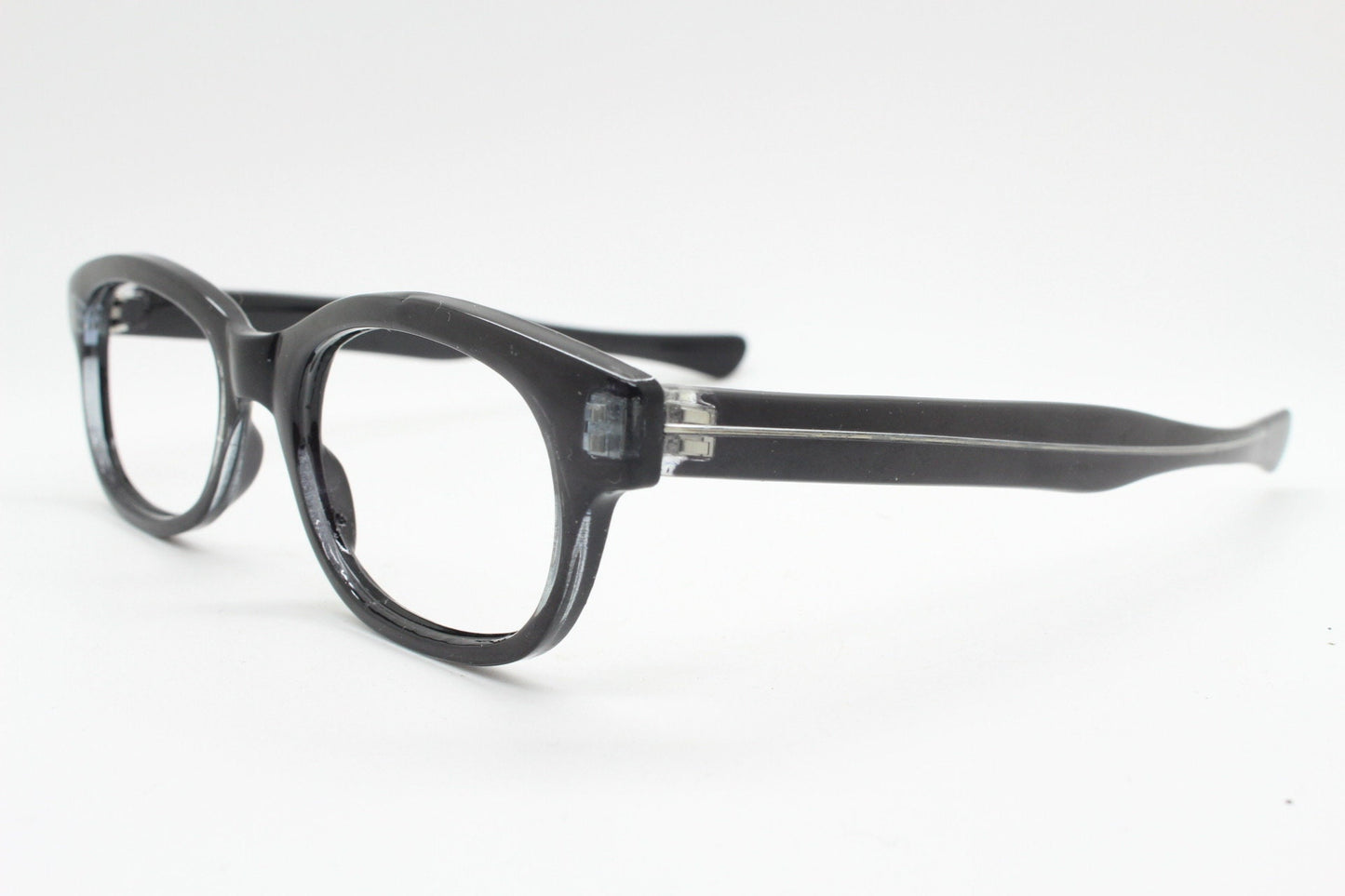 90s vintage black glasses. 60s design low profile rectangular straight arm optical frames. Prescription eyeglasses. RX Spectacles. BNWT NOS