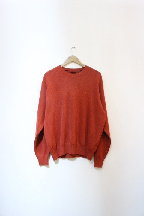 Gabicci vintage plain knit jumper. Mens orange round neck wool sweater. BNWT. Unused NOS pullover. Clearance item - rrp 80 GBP
