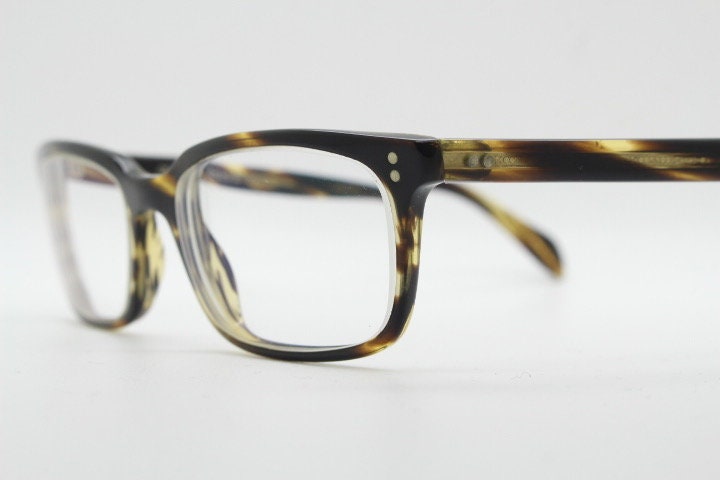 Oliver peoples rectangular eye glasses hand made in Italy. Honey tortoise acetate optical frame. Prescription eyeglasses. RX Spectacles