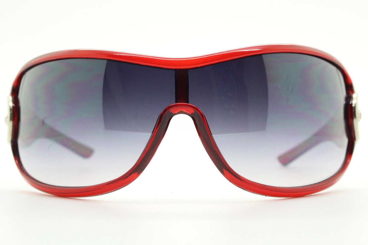 Y2K vintage visor sunglasses. Red massive mask mono lens wrap around with diamantes. Ghetto fabulous bling shield. 2000s NOS. Rhinestone