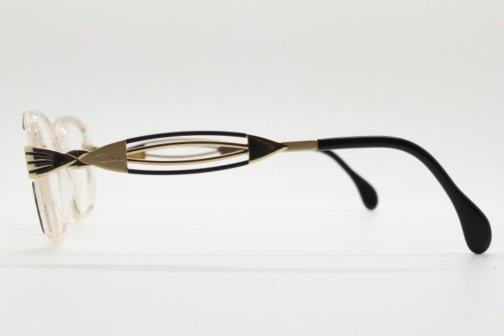 Cazal 90s vintage angular eye glasses made in Germany. Low profile crystal optical frames with detailed arms. Prescription eyeglasses. RX