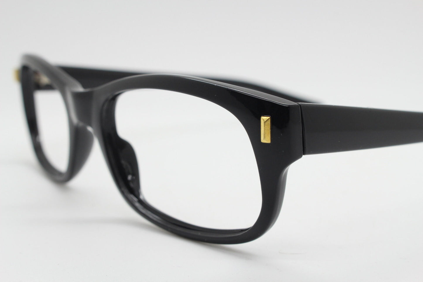90s vintage black glasses. 60s design low profile rectangular straight arm optical frames. Prescription eyeglasses. RX Spectacles. BNWT NOS