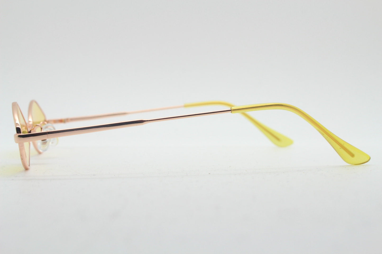 90s vintage small diamond sunglasses. Minimal gold psychedelic mod style frame with bright yellow lenses. Unused BNWT
