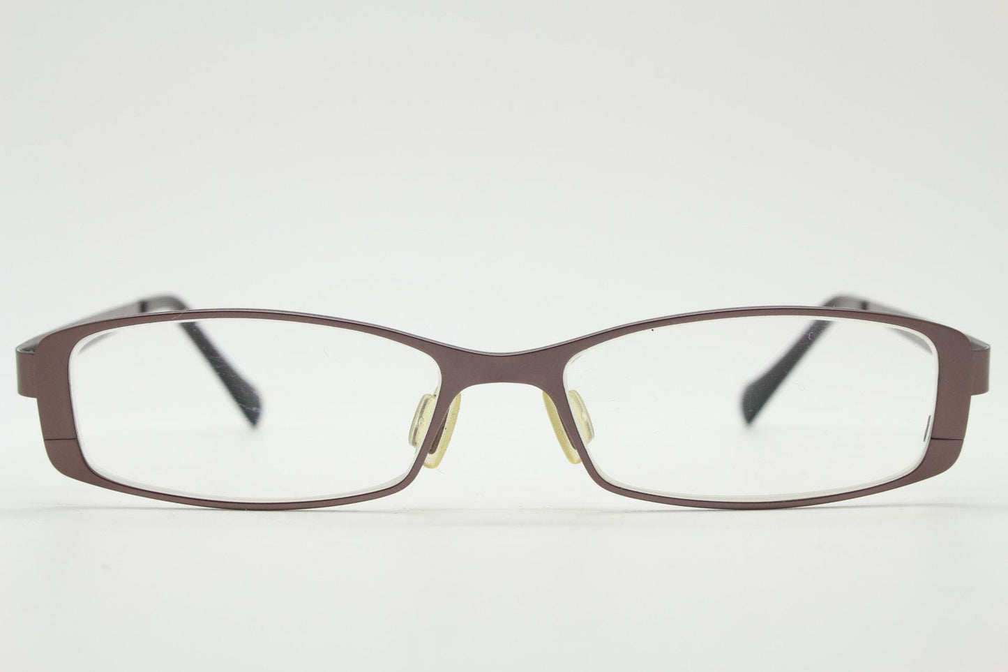 Jai Kudo vintage rectangular eye glasses. Low profile brown metallic finish optical frame. Prescription eyeglasses. RX spectacles