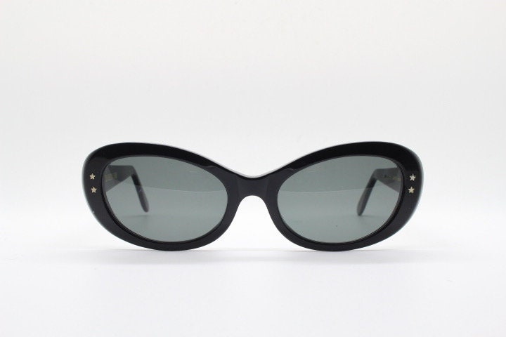 Cutler and Gross London vintage oval cateye sunglasses. Womens chunky plain black gloss acetate cat eye. NOS Y2K