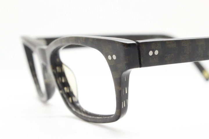 Etnia Barcelona rectangular eye glasses model Brighton. Dark check granite grey thick acetate optical frame. Prescription vintage RX