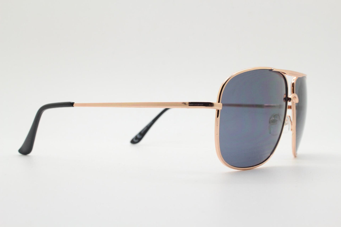 Y2K vintage square aviator sunglasses. Gold chrome metal frame 70s design aviators with black lenses. Teardrop, 2000s. Unused NOS
