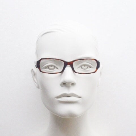 Tiffany and Co rectangular eye glasses. Luxury low profile tortoise acetate optical frames. Prescription eyeglasses. RX vintage spectacles